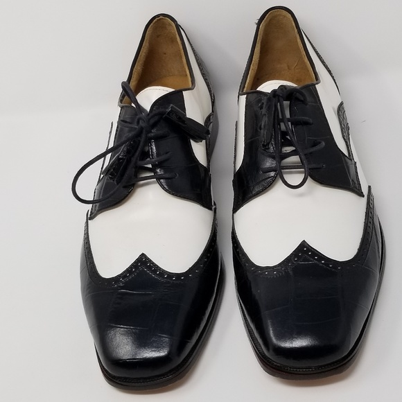 black and white florsheim shoes